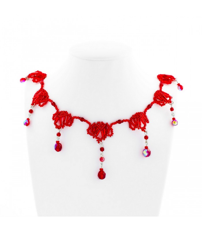 Korálky Janka náhrdelník plesový červený, H016