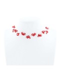 Korálky Janka náhrdelník červenobílý kytičkovaný