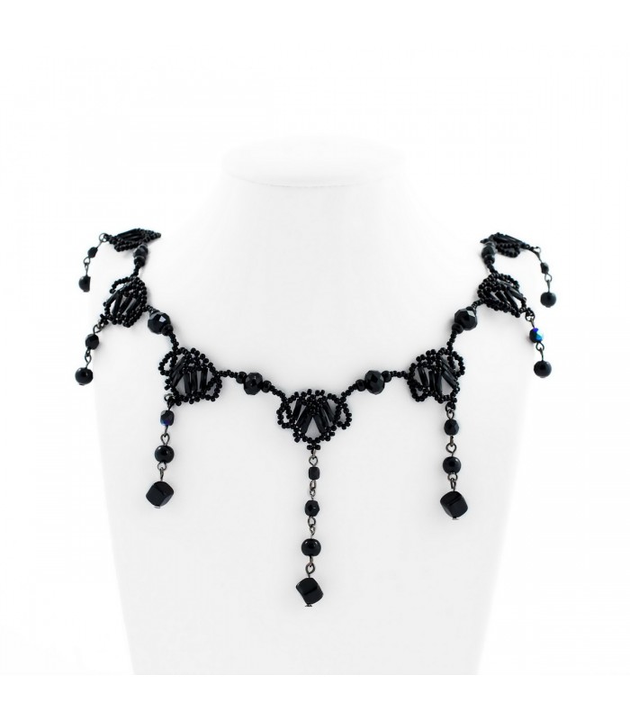 Korálky Janka náhrdelník plesový černý II, H018