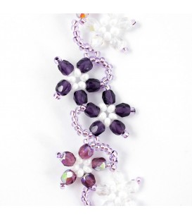 Korálky Janka náramek fialovobílé květinky