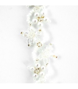 Korálky Janka náramek bílostříbrné květinky