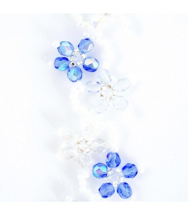 Korálky Janka náramek světle modrobílé květinky