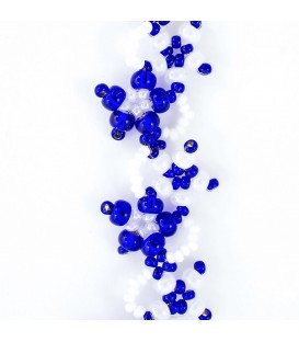 Korálky Janka náramek tmavě modrobílé květinky