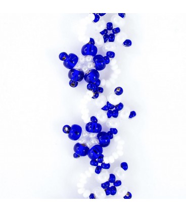 Korálky Janka náramek tmavě modrobílé květinky